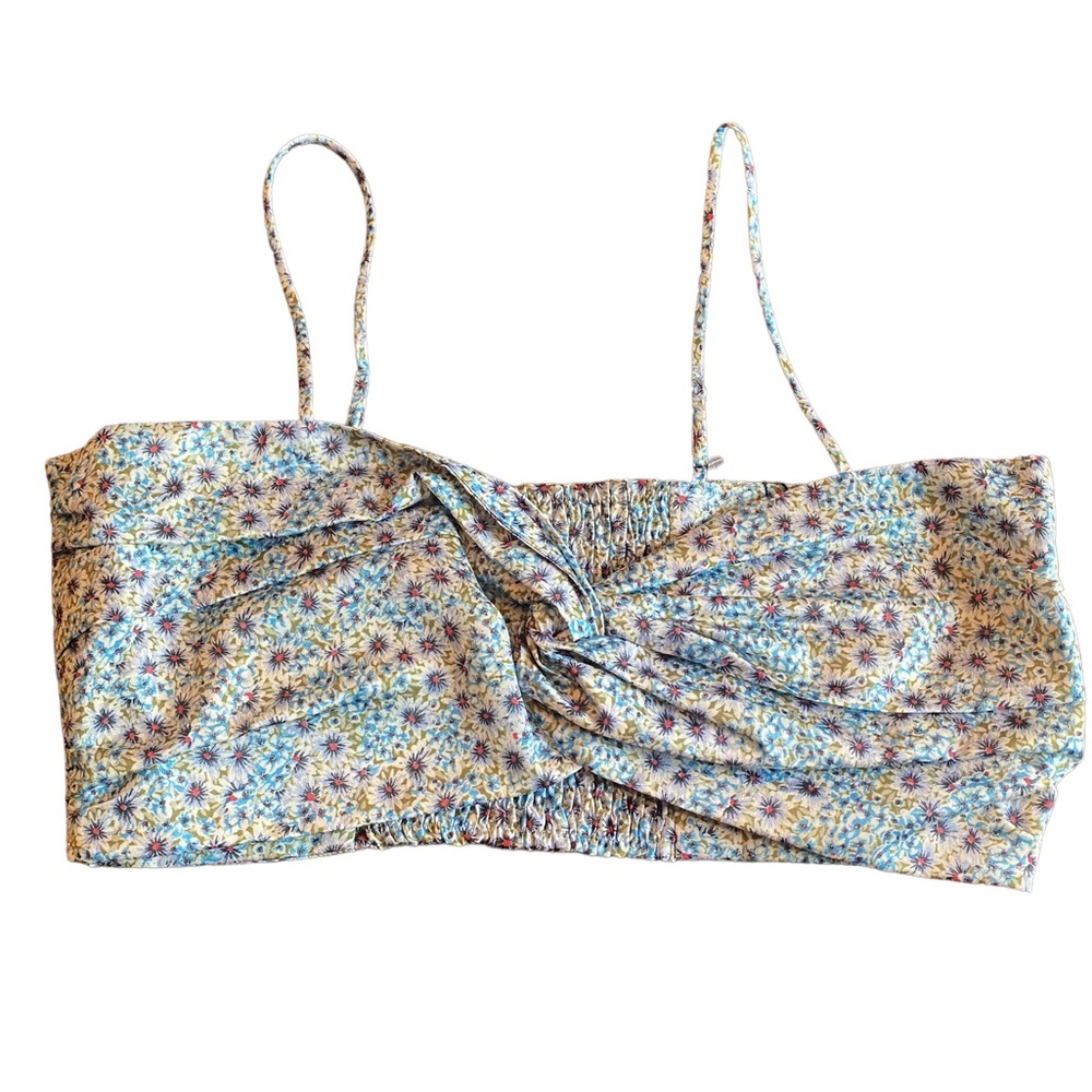 Zara Blue and Green Floral Crop Top